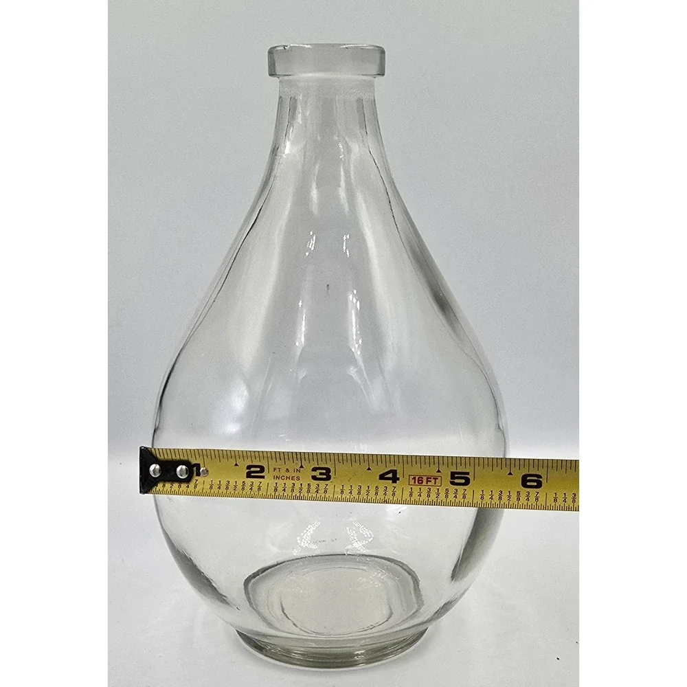 Early American Hand Blown Clear Glass Teardrop Heavy Decanter Vase Bottle   10